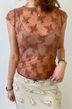 Short Sleeve Lace Layering Top