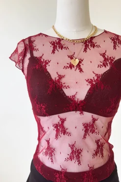 Short Sleeve Lace Layering Top