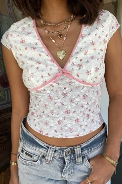 Short Sleeve Stretch Lace Top