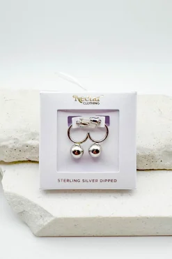 Sphere Drop Huggie Earrings
