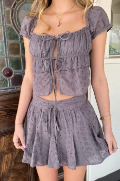 Split Front Eyelet Top