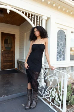 Strapless Lace Maxi Dress