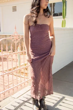 Strapless Lace Maxi Dress