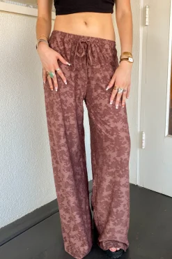 Textured Floral Pants