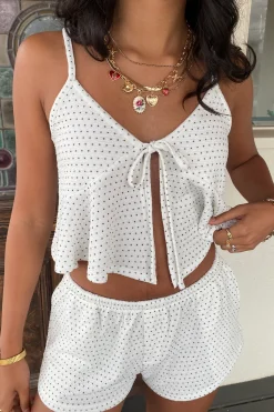 Textured Split Front Cami Top