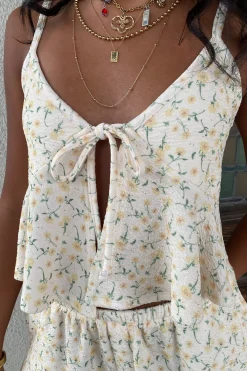 Textured Split Front Cami Top