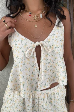 Textured Split Front Cami Top