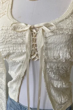 Tiered Ruffle Split Front Top