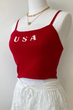 USA Knit Graphic Cami Top