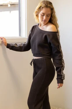 Waffle Knit Crew Top